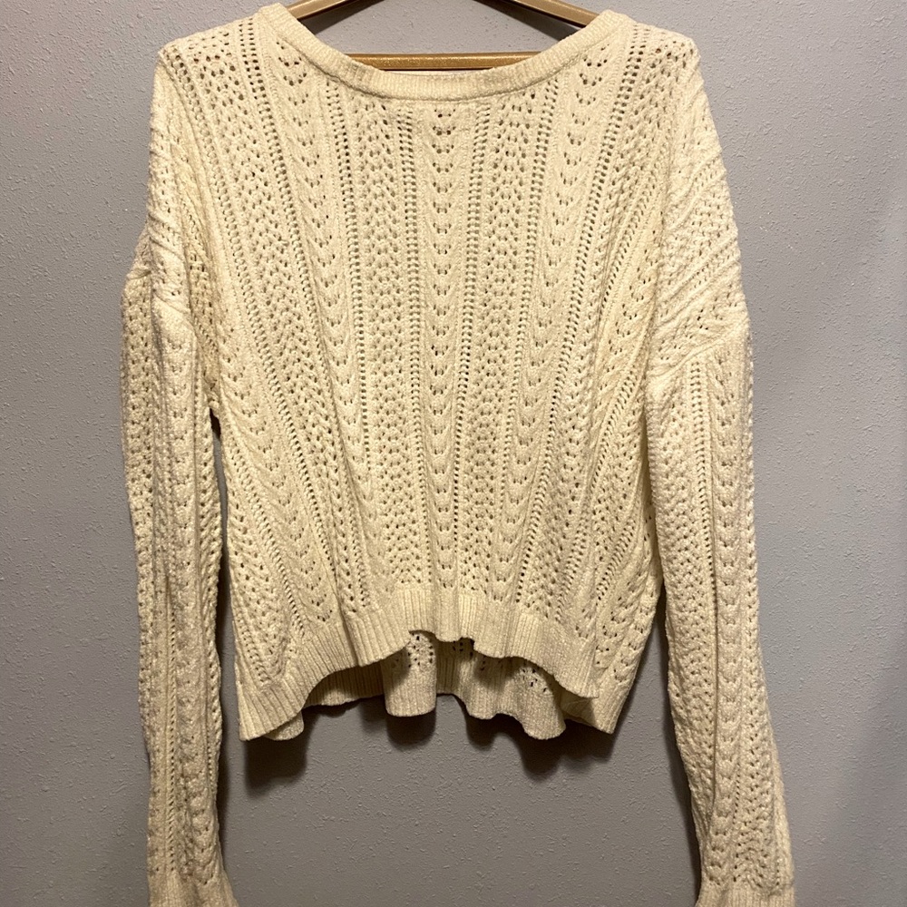 White knitted sweater